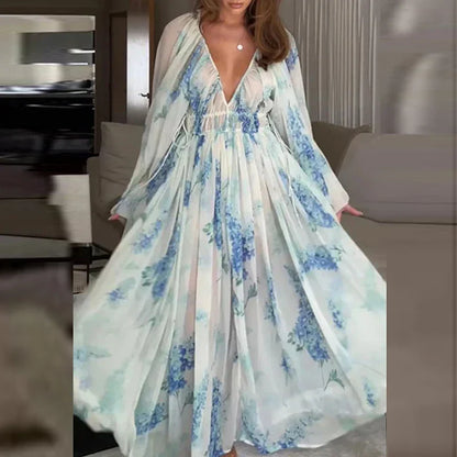 Elegante Avondjurk Chiffon Rok Lange Mouw