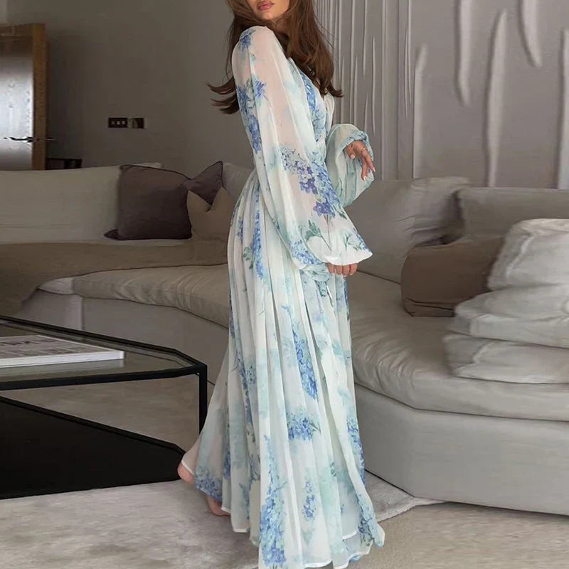 Elegante Avondjurk Chiffon Rok Lange Mouw