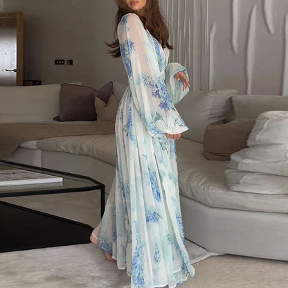 Elegante Avondjurk Chiffon Rok Lange Mouw