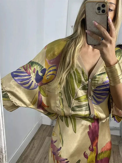 Vrouwelijke Zomerjurk Chiffon Tweedelig Set