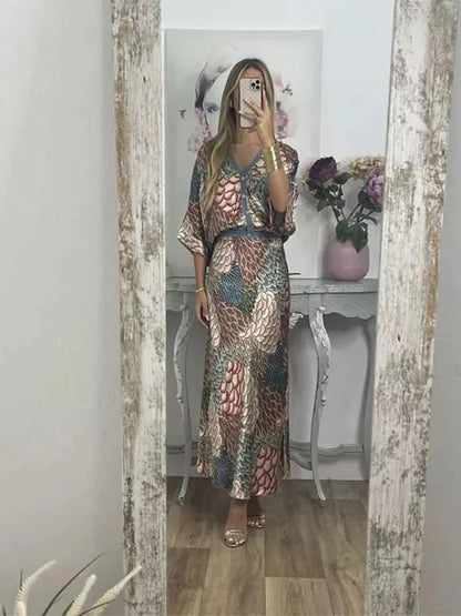 Vrouwelijke Zomerjurk Chiffon Tweedelig Set