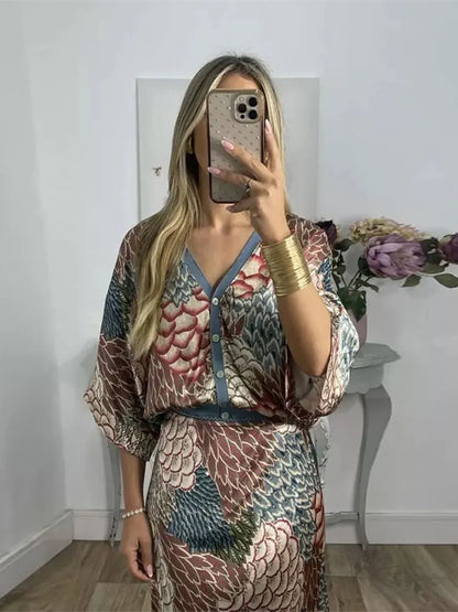 Vrouwelijke Zomerjurk Chiffon Tweedelig Set