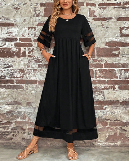 Dames Elegante Ronde Hals Tijdloos Ontwerp Midi Zomerjurk - Arya