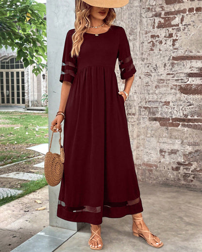 Dames Elegante Ronde Hals Tijdloos Ontwerp Midi Zomerjurk - Arya