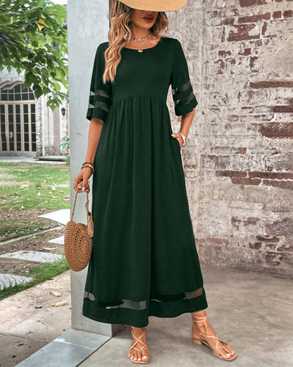 Dames Elegante Ronde Hals Tijdloos Ontwerp Midi Zomerjurk - Arya
