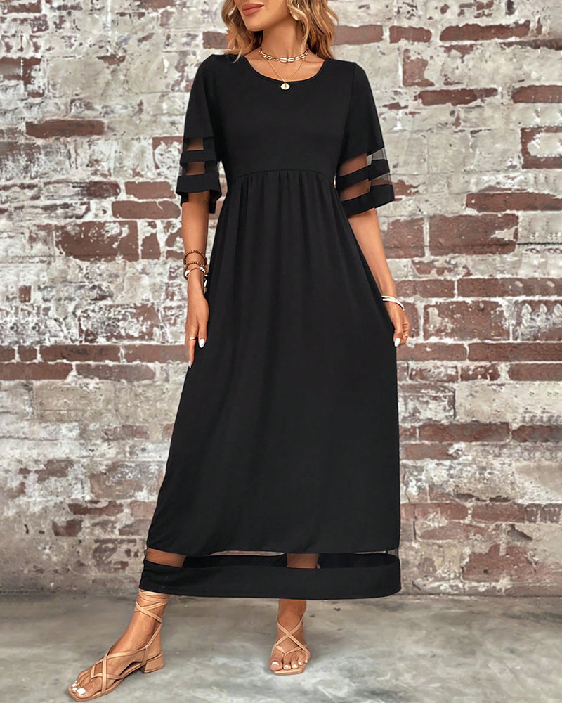 Dames Zomerjurk Elegante Midi Ronde Hals Jurk - StudioMarella