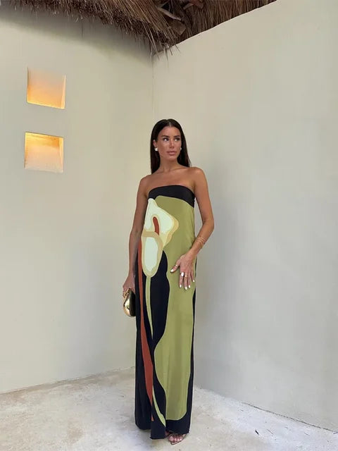 Maxi Jurk Zonder Mouwen Gedrukte Print Elegant Jurk - StudioMarella