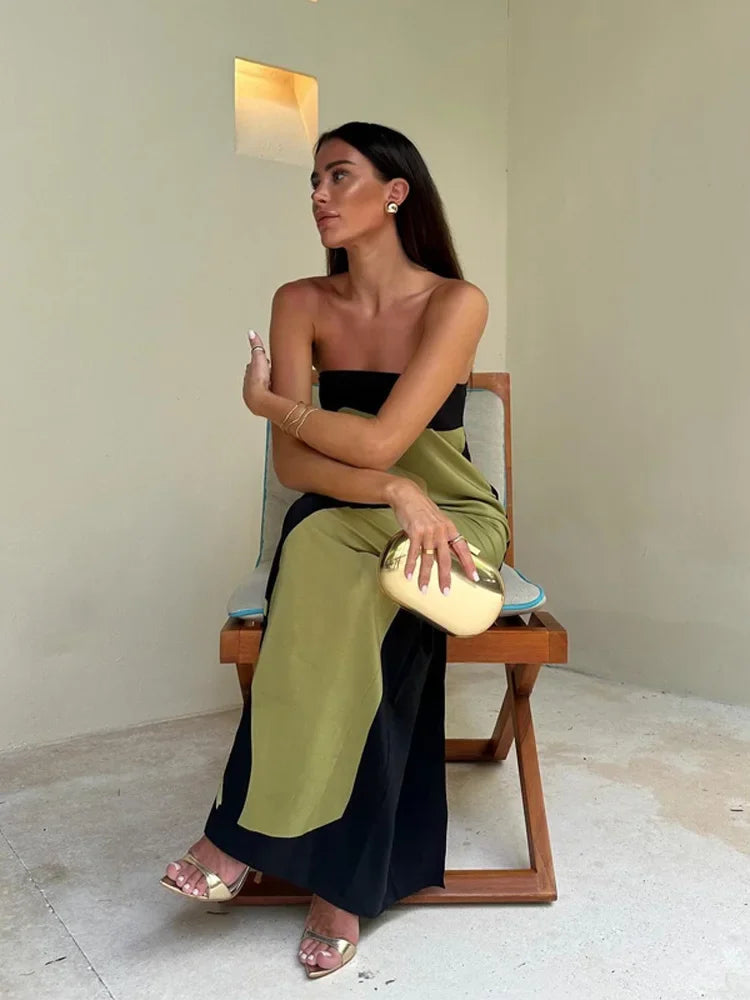 Maxi Jurk Zonder Mouwen Gedrukte Print Elegant Jurk