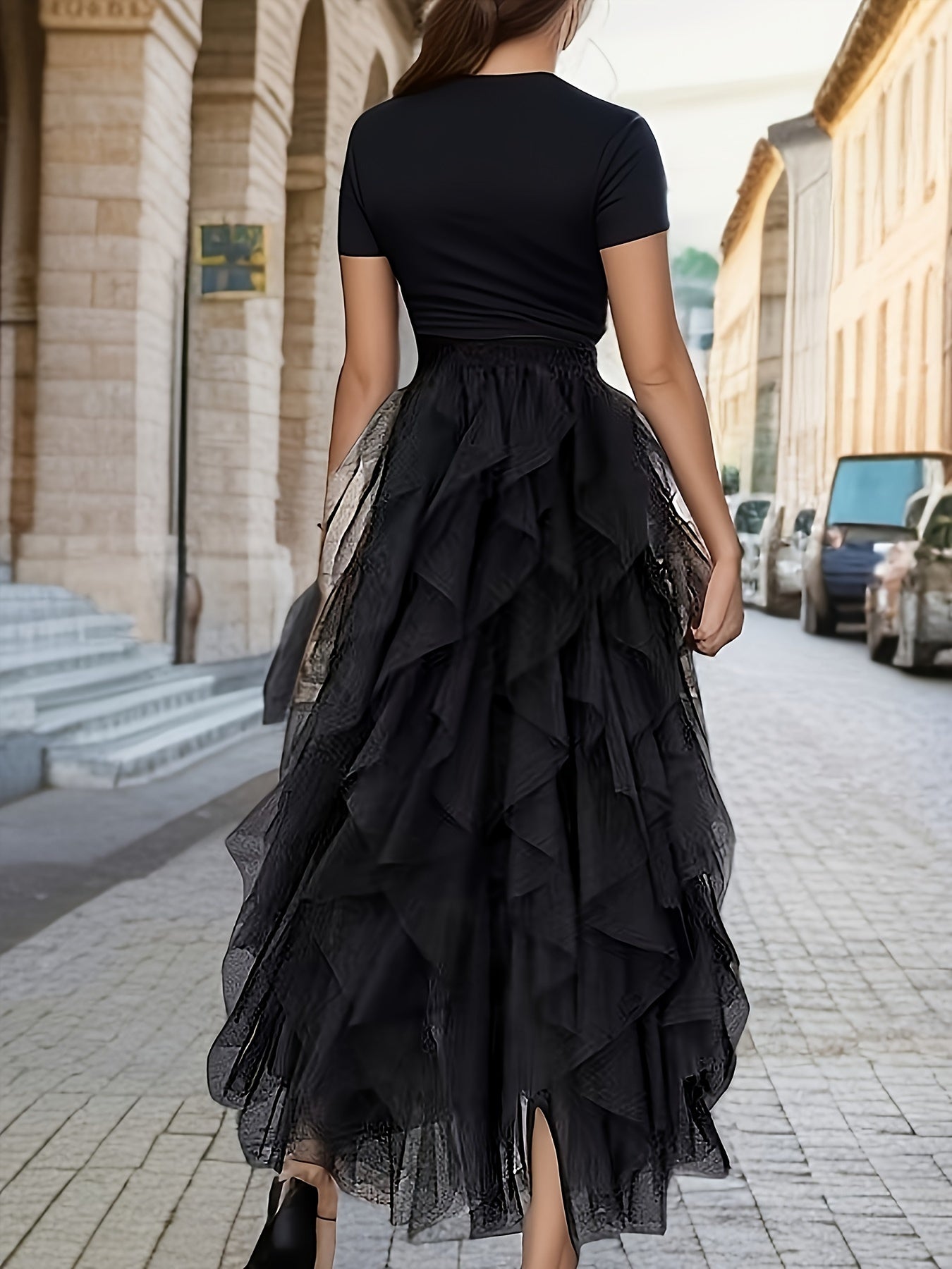 Dames Maxi Rok Gelaagd voor Lente en Zomer