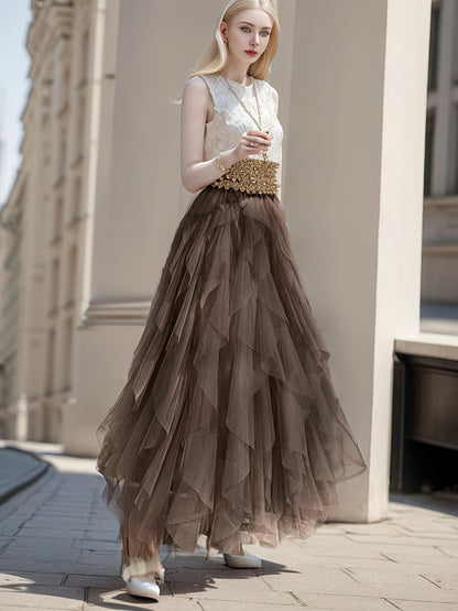 Dames Maxi Rok Gelaagd voor Lente en Zomer