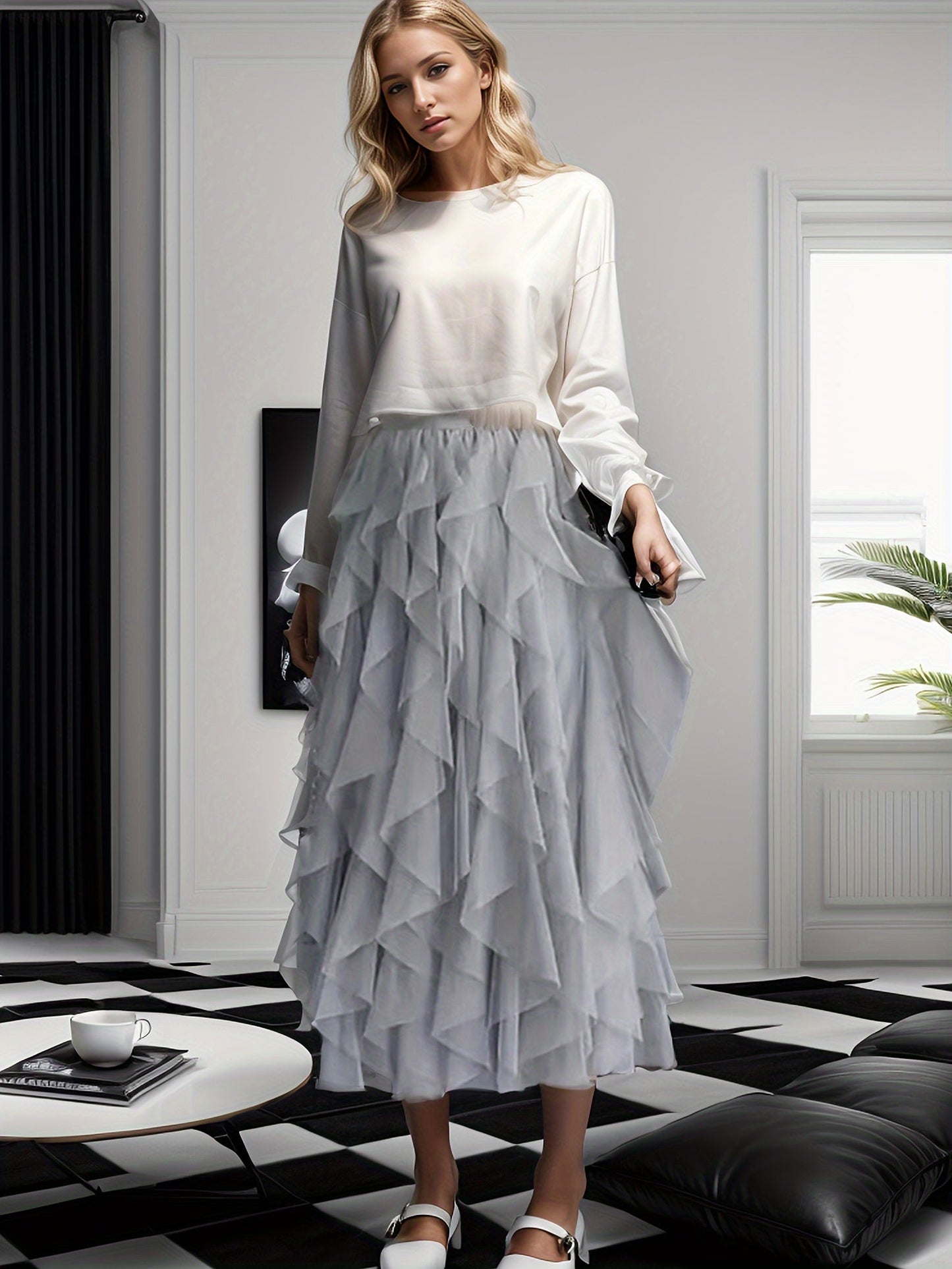 Dames Maxi Rok Gelaagd voor Lente en Zomer