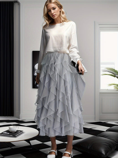 Dames Maxi Rok Gelaagd voor Lente en Zomer