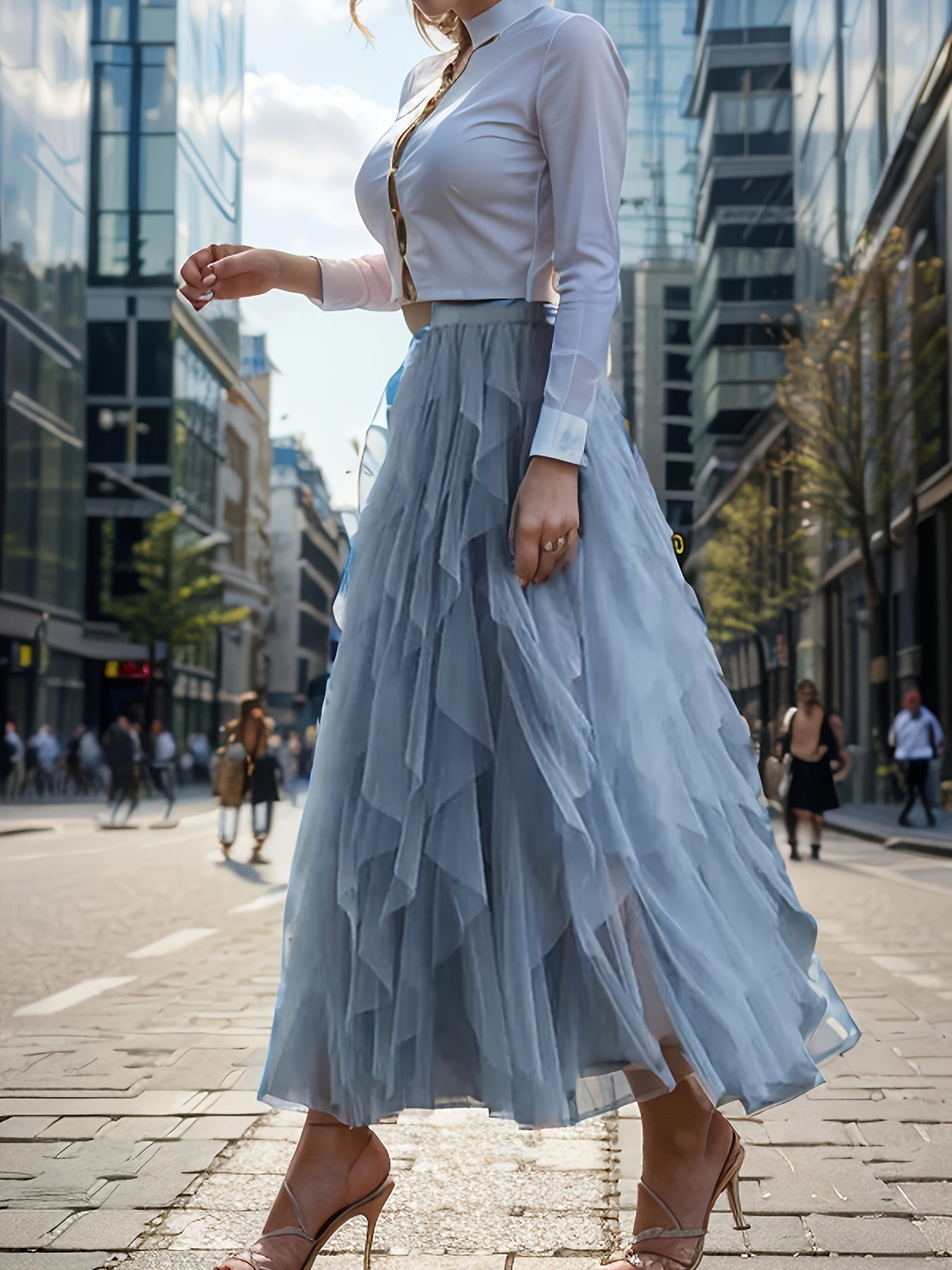 Dames Maxi Rok Gelaagd voor Lente en Zomer