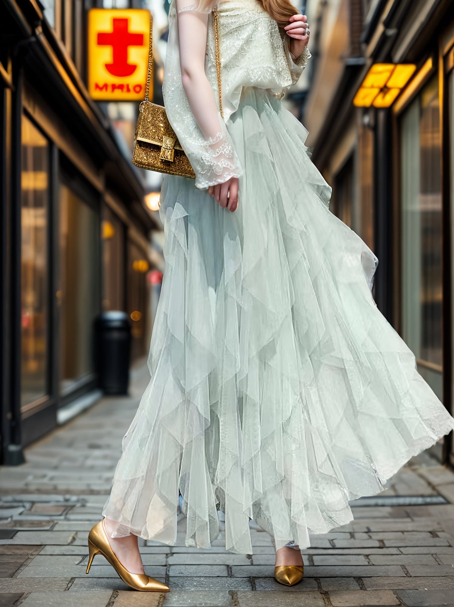 Dames Maxi Rok Gelaagd voor Lente en Zomer