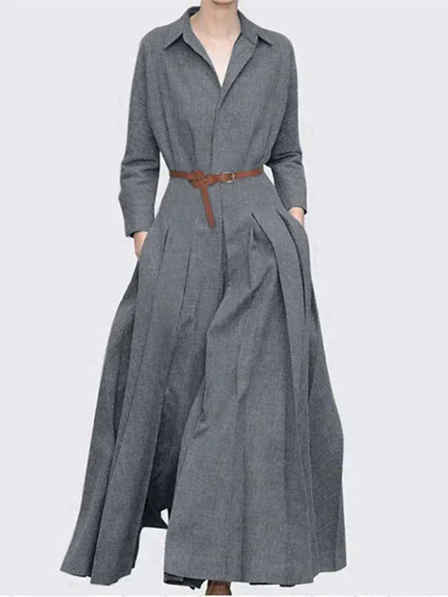 Formele Maxi Jurk voor Dames van Zijde met Plooien - StudioMarella