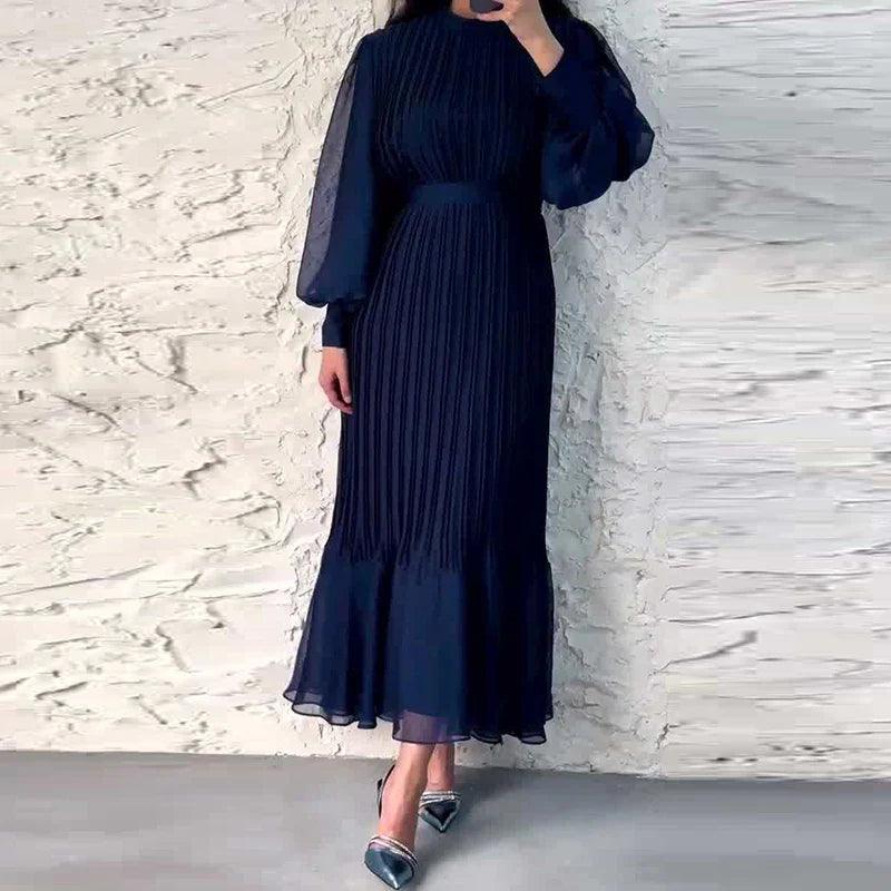 Midi Jurk voor Dames Geplooide Bruiloftsgasten Jurk Zomerse Stijl