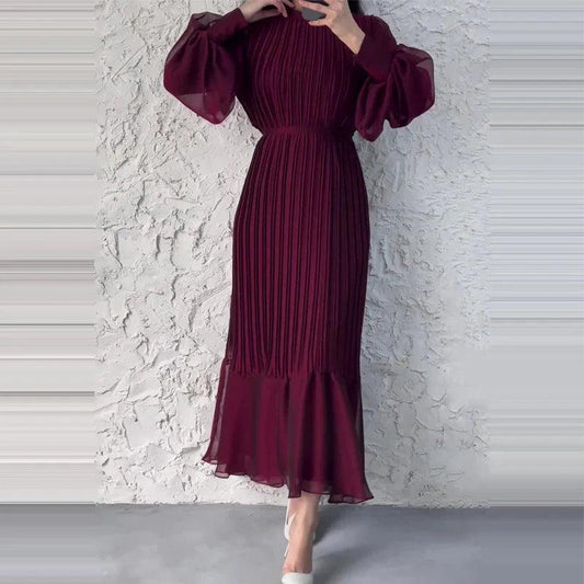 Midi Jurk voor Dames Geplooide Bruiloftsgasten Jurk Zomerse Stijl - StudioMarella