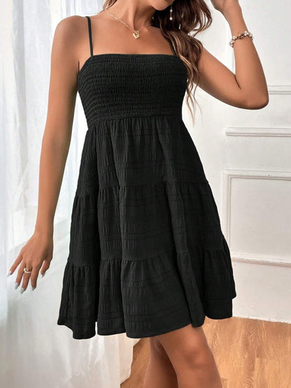 Dames Gesmockte Geplooide Mini Zomerjurk - Mae