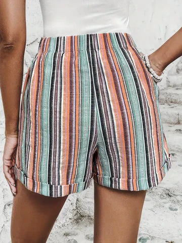 Dames Shorts High Waist Zomerkortbroek Gestreept - StudioMarella