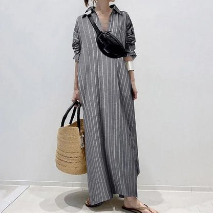 Dames Gestreepte Maxi Zomerjurk - Carmen