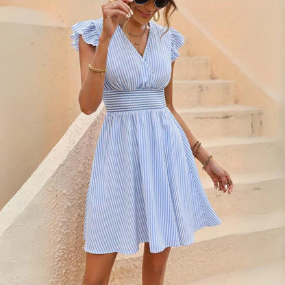 Dames Zomerjurk Korte Gestreepte Jurk