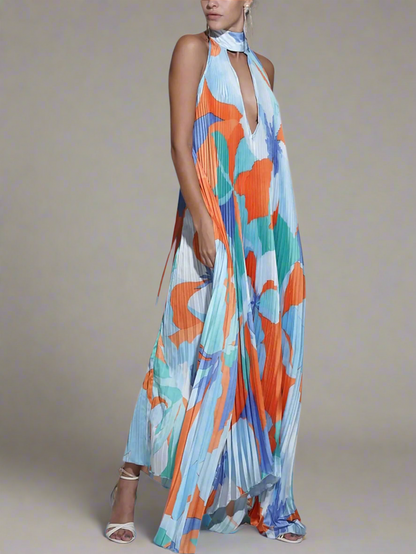 Dames Zomerjurk Maxi Roze Halternek Jurk - StudioMarella