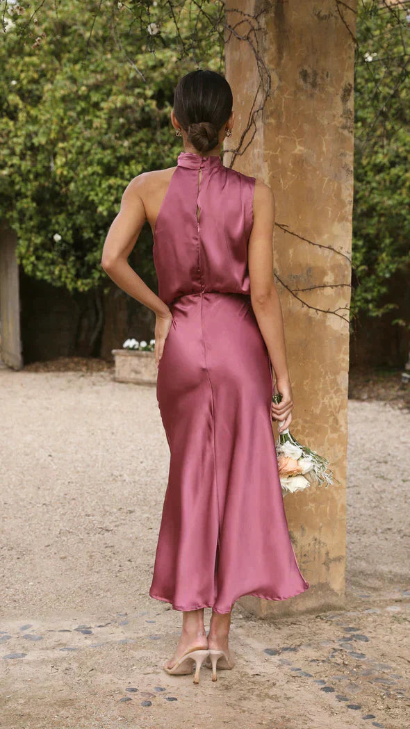 Dames Haltered Glimmende Maxi gast Trouwjurk - Belle