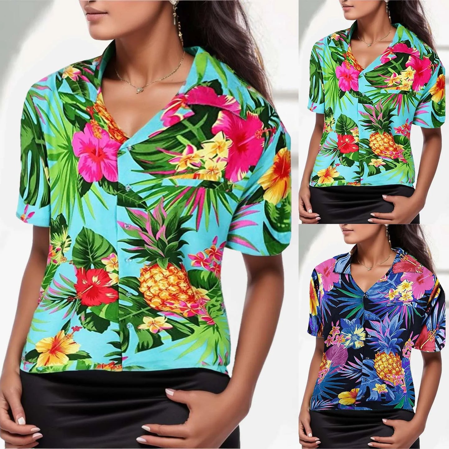 Zomershirt Aloha Leaf Luchtige Korte Mouw