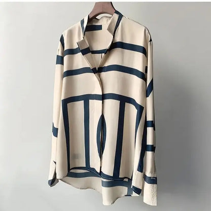 Vrouwen Blouse Zijde Geometrische Patronen - StudioMarella