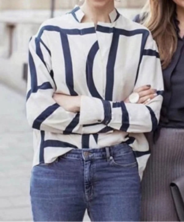Vrouwen Blouse Zijde Geometrische Patronen