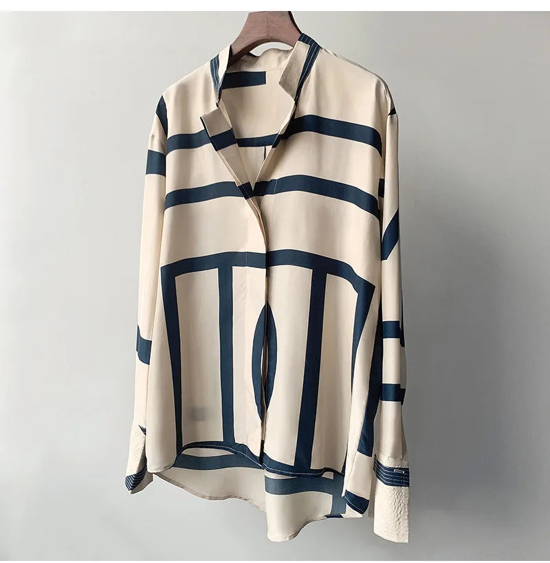 Vrouwen Blouse Zijde Geometrische Patronen