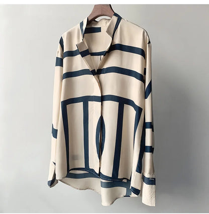 Vrouwen Blouse Zijde Geometrische Patronen