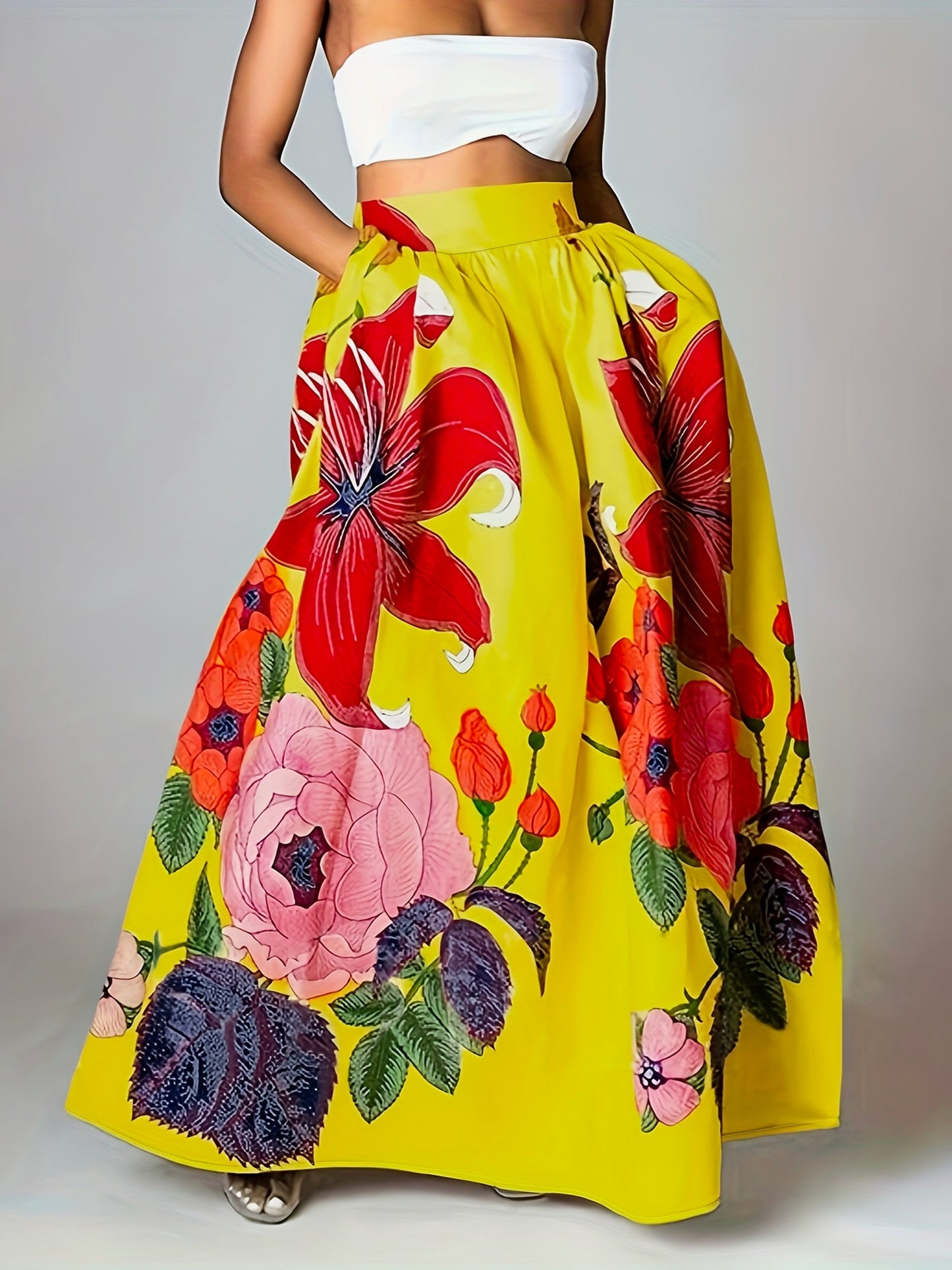 Dames Maxi Rok Hoge Taille Bloem Jurk Zomerrok