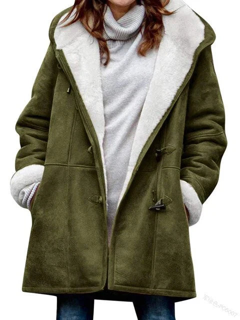 Damesjas Fleece Gevoerd met Capuchon Warm en Zacht