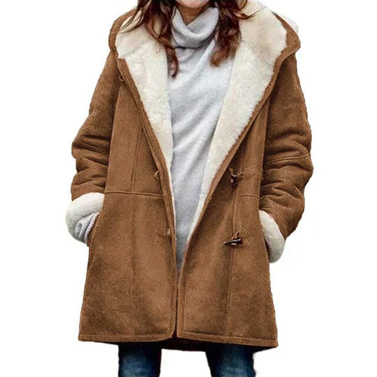 Damesjas Fleece Gevoerd met Capuchon Warm en Zacht