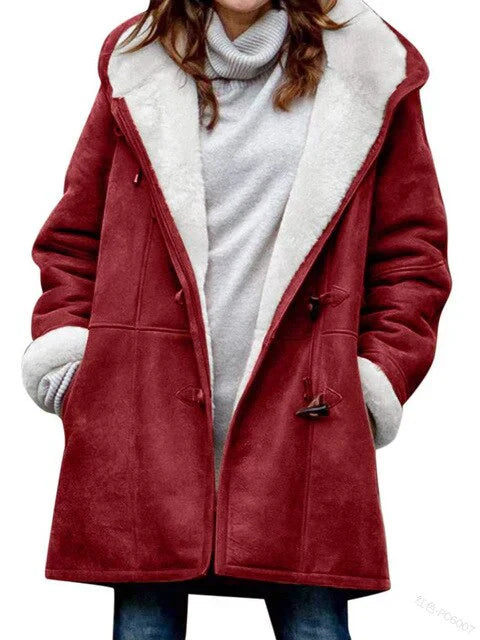 Damesjas Fleece Gevoerd met Capuchon Warm en Zacht