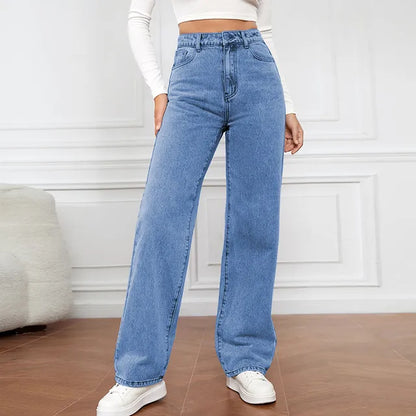 Hoge Taille Vintage Jeans Wijde Pijp Retro Stijl