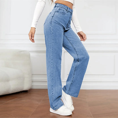 Hoge Taille Vintage Jeans Wijde Pijp Retro Stijl