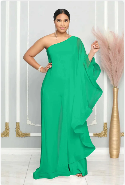 Dames Jumpsuit Lange Asymmetrische Avondjurk Elegance