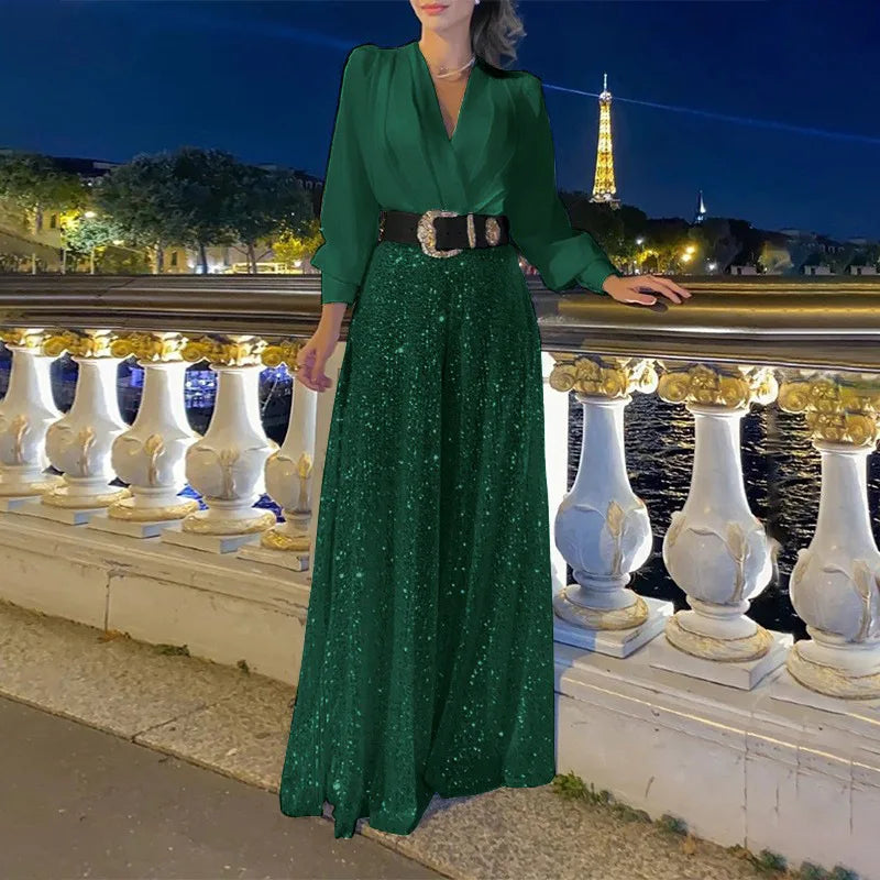 Dames Jumpsuit Gouden Kleur Elegante Jurk