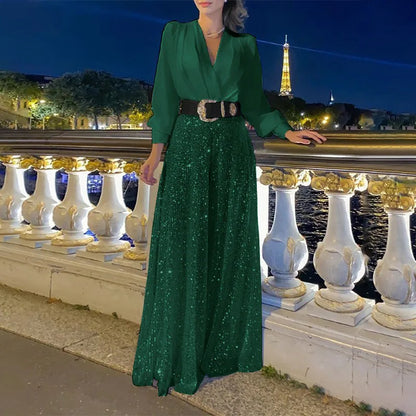 Dames Jumpsuit Gouden Kleur Elegante Jurk