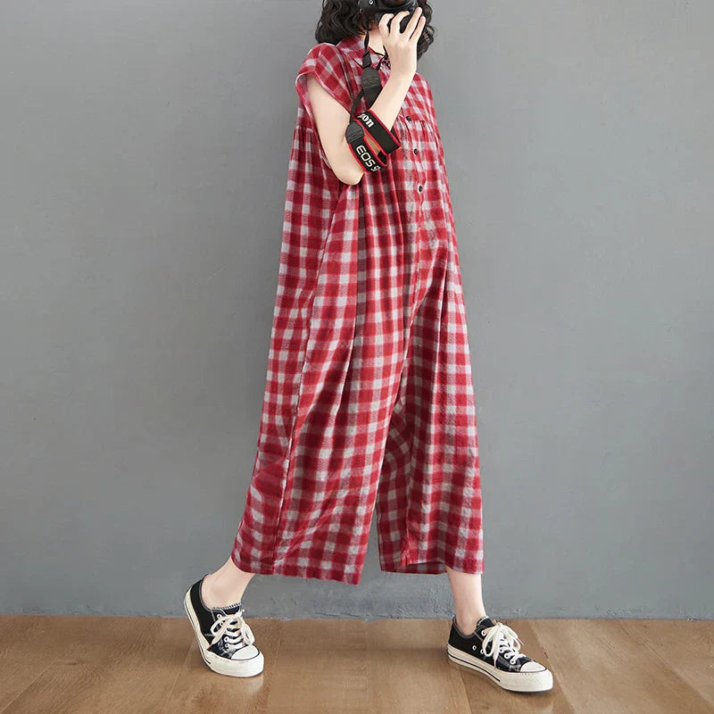 Elegante Jumpsuit met Plaid Patroon voor Vrouw