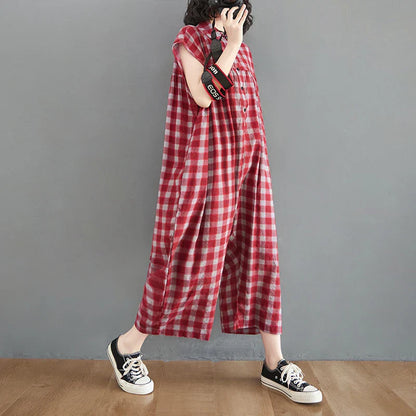 Elegante Jumpsuit met Plaid Patroon voor Vrouw