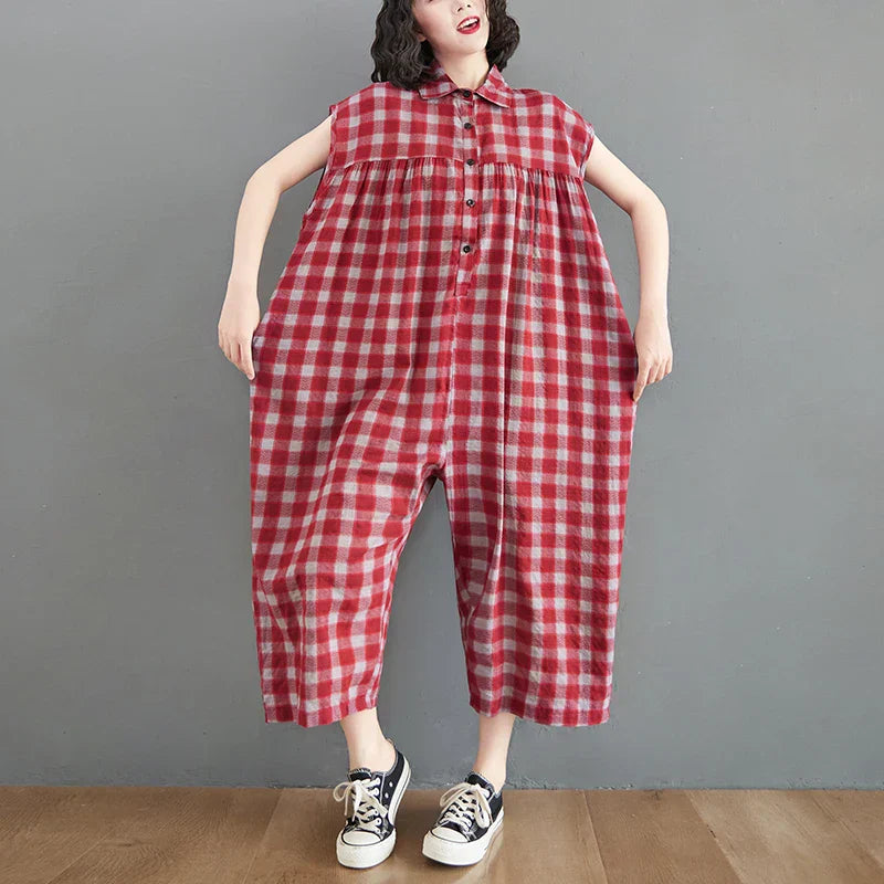 Elegante Jumpsuit met Plaid Patroon voor Vrouw