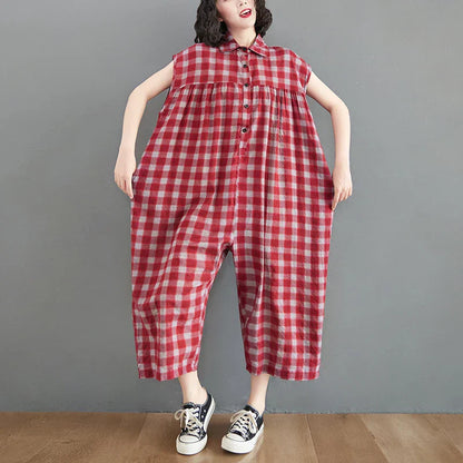 Elegante Jumpsuit met Plaid Patroon voor Vrouw