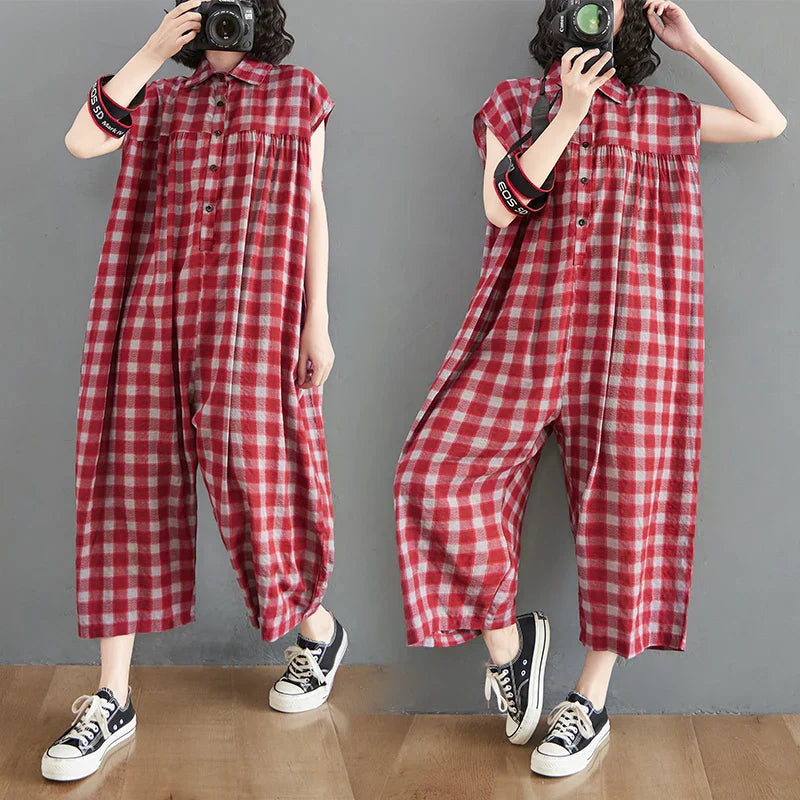 Elegante Jumpsuit met Plaid Patroon voor Vrouw - StudioMarella