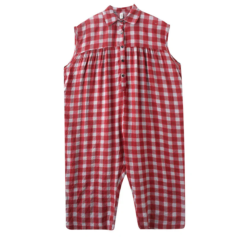 Elegante Jumpsuit met Plaid Patroon voor Vrouw