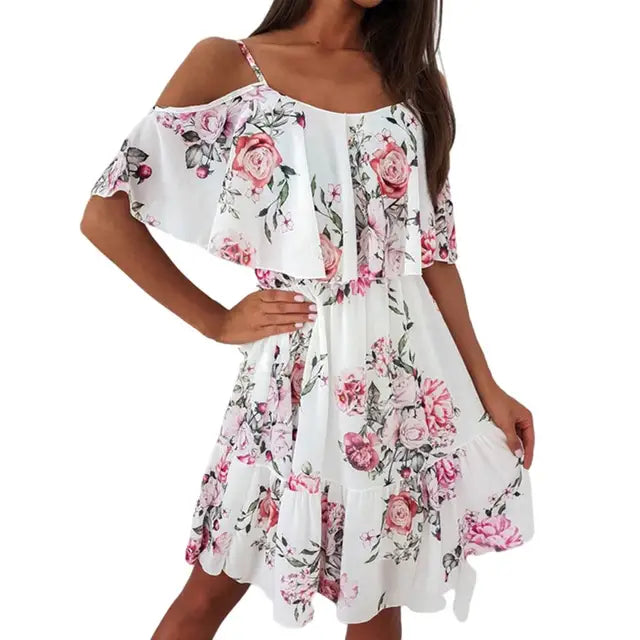 Zomerjurk Ruffles Vrouwen Jurk Zomer Bloemenprint