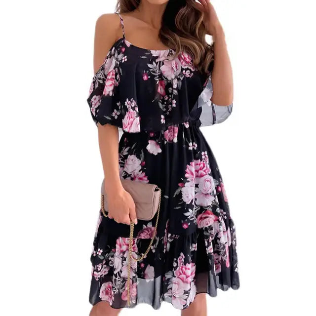 Zomerjurk Ruffles Vrouwen Jurk Zomer Bloemenprint