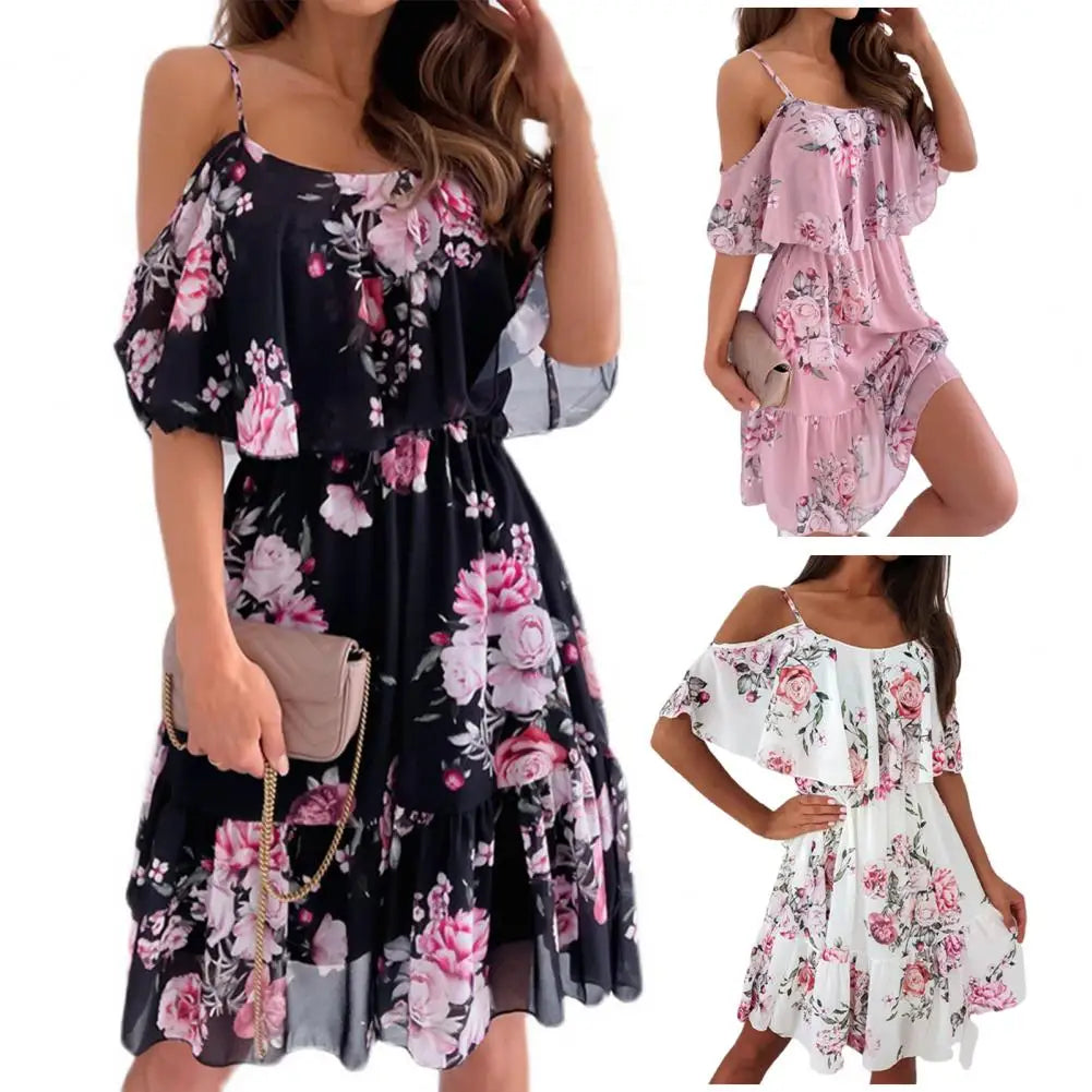 Zomerjurk Ruffles Vrouwen Jurk Zomer Bloemenprint